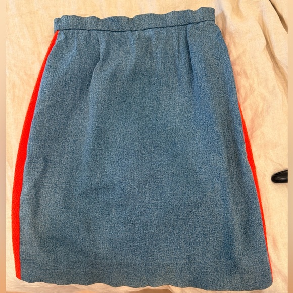 1991A Chane Hip Hp collection Denim Skirt w Pink Trim Fr 40 / US 4-6 - Picture 3 of 14